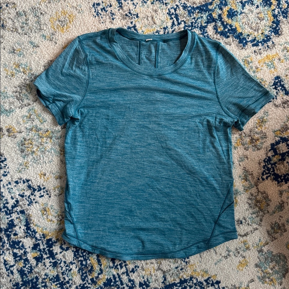 Lululemon Long Distance Short Sleeved Top in Pacific Teal